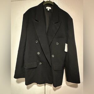 Topshop Black Double Breasted Oversized Blazer
